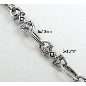 Antique Silver Alloy Chain, 5x15mm, 5x10mm [CHAC26-5]