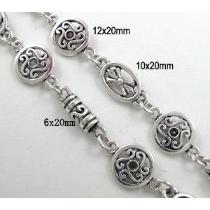 Antique Silver Alloy Chain, 12x20mm,6x20mm,10x20mm [CHAC33-70]