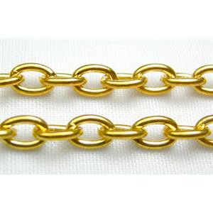 Rolo Chain, iron, gold plated, approx 3x4mm [CHAGP003]