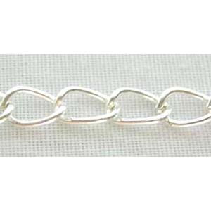 Silver Plated Iron Chains, 4x6.5mm, 1mm diameter [CHASP003]