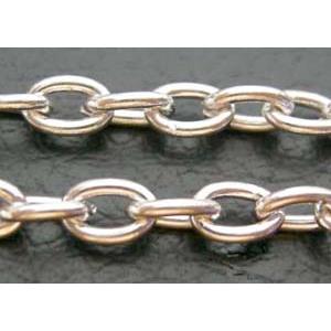 Rolo Chain, iron, silver plated, 4x6mm, 1.0mm thin [CHASP005-4X6MM]
