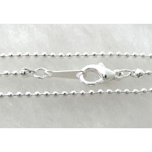 Silver Plated Copper Chains-Necklace, 1.5mm dia, 16.5 inch length [CHASP006]