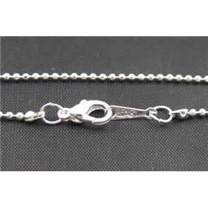 Copper Chains-Necklace, silver plated, faceted round bead, 1.2mm bead, approx 16.5 inch length [CHASP007-1.2]