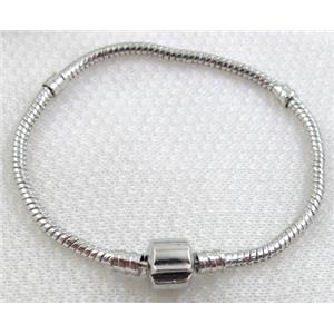 Stopper Bracelet Chain, nickel free, Copper, Platinum Plated, 3mm dia, 8 inch length [CHC028PP]