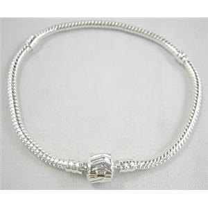 Bracelet Stopper Chain, nickel free, Copper, Silver Plated, 3mm dia, 8 inch  length [CHC028SP]
