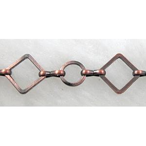 Red copper Plated Copper Chains, handmade, 10x10mm, 8mm dia [CHC067ARP]