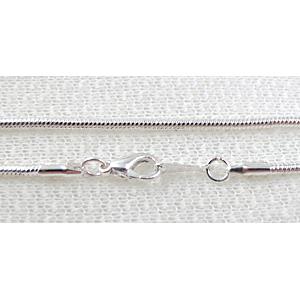 silver plated copper Necklace, snake chain, nickel free, 2mm dia, 19 inch length(48cm) [CHC072SP-48MM]