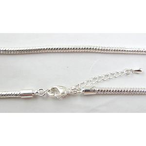 copper snake chain for necklace, NF, silver plated, 3mm thickness, 19 inch length [CHC073SP]