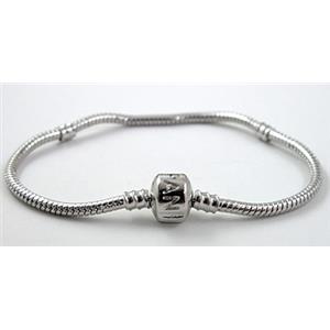 nickel free Bracelet Stopper, Snake Chain, Copper, Platinum Plated, 3mm dia, 8 inch length [CHCO83PP]