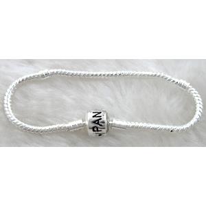 Stopper Bracelet, Copper, silver Plated, nickel free, 3mm dia, 7 inch (18cm) length [CHC090SP-18CM]