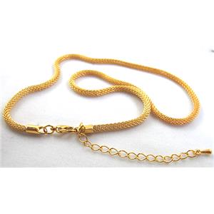 copper chain necklace, golden plated, approx 3mm dia, 16.9 inch(43cm) length [CHC092GP]
