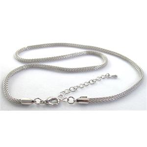 copper necklace chain, platinum plated, approx 3mm dia, 16.9 inch(43cm) length [CHC092PP]