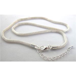 copper necklace chain, silver plated, approx 3mm dia, 16.9 inch(43cm) length [CHC092SP]