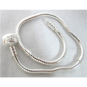 Stopper Bracelet, Copper, silver Plated, nickel free, 3mm dia, 9 inch(23cm) length [CHC093SP-23CM]