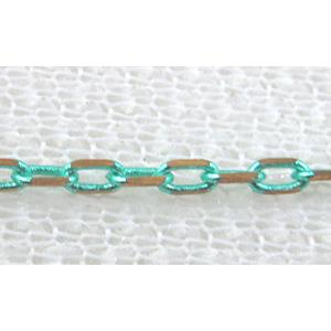 Green Flat Faceted Copper Chain, 2x4mm [CHC234]