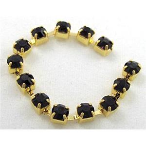 black rhinestone chain, gold, approx 1.9-2mm rhinestone [CHCL19-SS6]