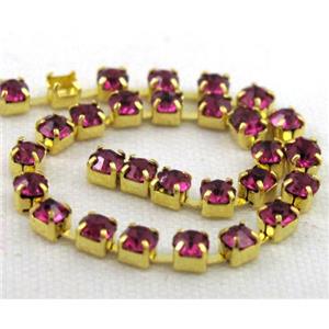 deep purple rhinestone chain, gold, approx 1.9-2mm rhinestone [CHCL20-SS6]