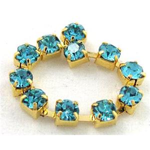 aqumarine rhinestone chain, gold, approx 1.9-2mm rhinestone [CHCL21-SS6]