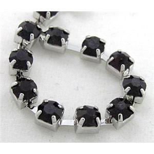 black rhinestone chain, platinum plated, approx 1.9-2mm rhinestone [CHCL23-SS6]