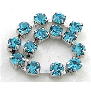 aquamarine rhinestone chain, platinum plated, approx 2.3-2.4mm rhinestone [CHCL24-SS8]