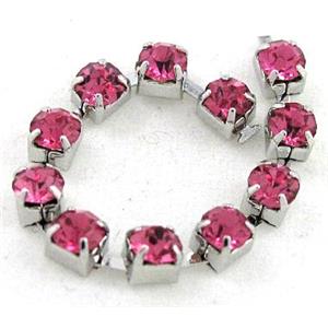 hotpink rhinestone chain, platinum plated, approx 2.3-2.4mm rhinestone [CHCL25-SS8]