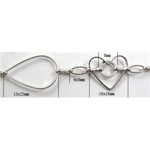 Handcraft copper chain, 15x25mm,4x8mm,18x16mm, 8mm dia, platinum plated [CHCMH16]