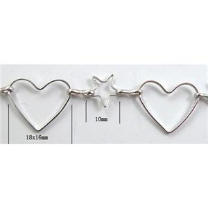 Handcraft copper chain, 18x16mm,10mm dia, platinum plated [CHCMH17]