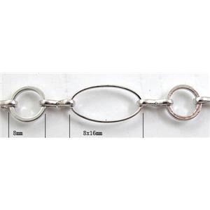 Handcraft copper chain, 8mm dia, 8x16mm, platinum plated [CHCMH18]
