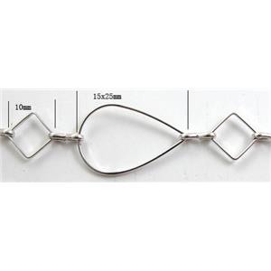 Handcraft copper chain, 10mm, 15x25mm, platinum plated [CHCMH19]