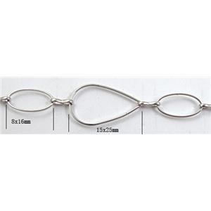 Handcraft copper chain, 8x16mm, 15x25mm, platinum plated [CHCMH23]