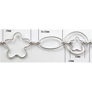 Handcraft copper chain, 18mm dia, 8x16mm,16mm,10mm, platinum plated [CHCMH24]