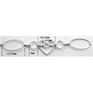 Handcraft copper chain, 12x25mm,8mm, 18x16mm, 4x8mm, platinum plated [CHCMH27]