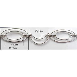 Handcraft copper chain, 12x25mm,8x16mm,10x16mm, silver plated [CHCMH37-SILVER]