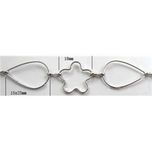 Handcraft copper chain, 15x25mm, 18mm dia, silver plated [CHCMH38-SILVER]