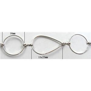 Handcraft copper chain, 16mm dia,15x25mm, silver plated [CHCMH40-SILVER]