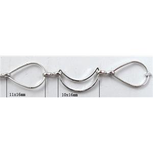 Handcraft copper chain, 11x16mm,10x16mm, platinum plated [CHCMH41]