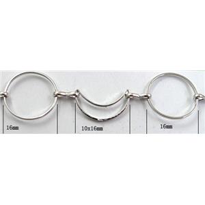Handcraft copper chain, 16mm dia, 10x16mm,, platinum plated [CHCMH42]