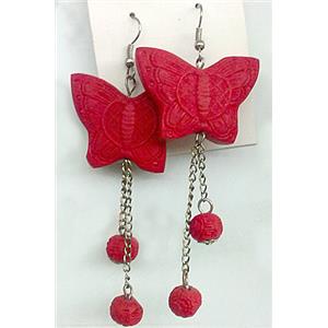 Butterfly, Cinnabar Earring, 24x35mm, 80mm length [CNOT01]