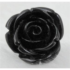 Compositive coral rose, Finger ring, black, 24mm dia, ring:17mm [CRFL02C01-24MM]