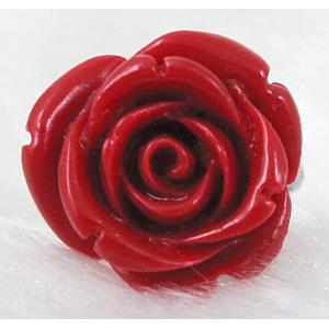Compositive coral rose, Finger ring, Red, 24mm dia, ring:17mm [CRFL02C02-24MM]
