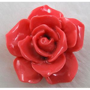 Compositive coral rose pendant, 36mm dia [CRFL03C01]