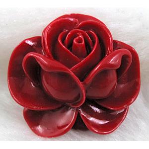 Compositive coral rose, Pendant, Red, 36mm dia [CRFL04C01]