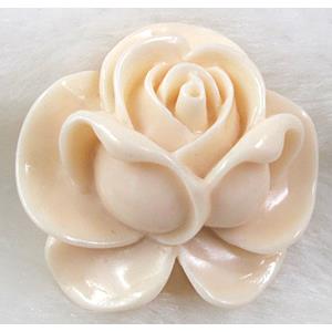 Compositive coral rose, Pendant, White, 36mm dia [CRFL04C09]