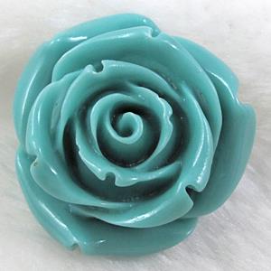 Compositive coral rose, Pendant, aqua, 36mm dia [CRFL05C01]