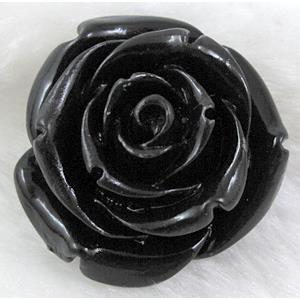 Compositive coral rose, Pendant, Black, 14mm dia [CRFL05C03-14MM]