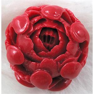 compositive Coral Bead flower, red, 36mm dia [CRFL06C01]