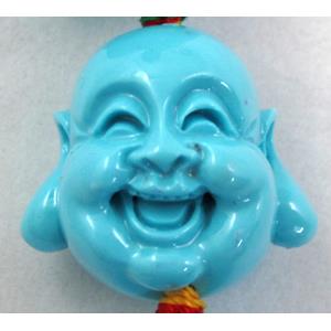 Compositive coral bead, smile buddha, 22mm dia, 16pcs per st [CRFL08C03]