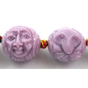 Compositive coral bead, face and fox, 16x20mm, 16pcs per st [CRFL09C01]