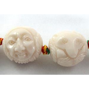 Compositive coral bead, face and fox, 16x20mm, 16pcs per st [CRFL09C05]