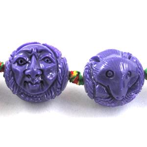 Compositive coral bead, face and fox, 16x20mm, 16pcs per st [CRFL09C09]